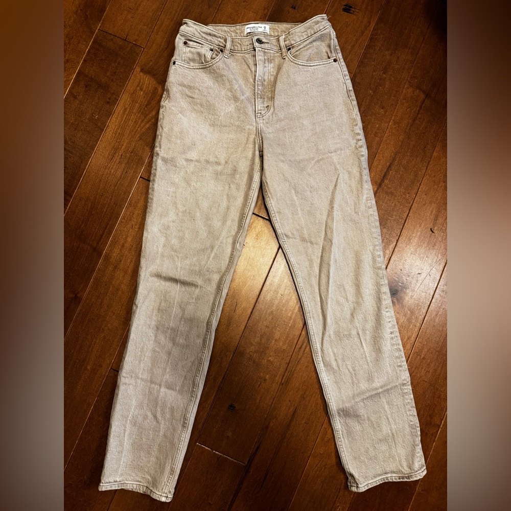 Abercrombie & Fitch Women’s Tan Jeans | 90s Straight | High Rise | Xtra Long
